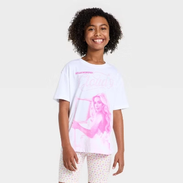 Girls' Megan Moroney Loose Fit Short Sleeve Oversized Graphic T-Shirt - White