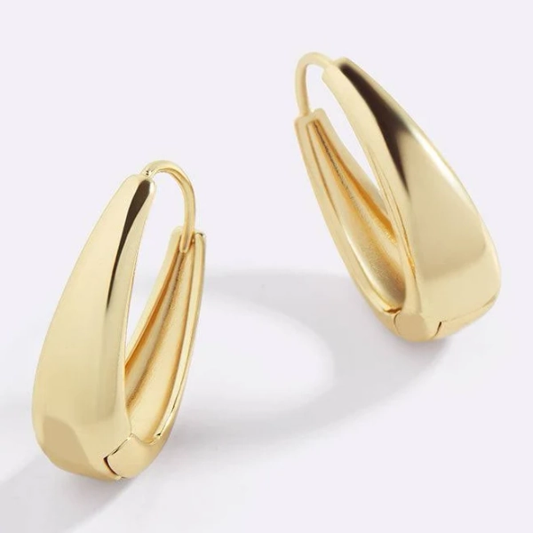 18K Gold Plated Chunky Teardrop Hoop Earrings