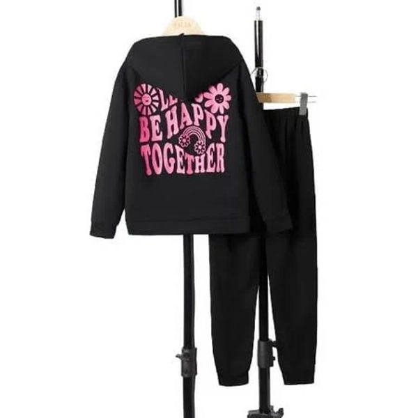 Girls Letter Print Pullover Hoodies and Pants Set