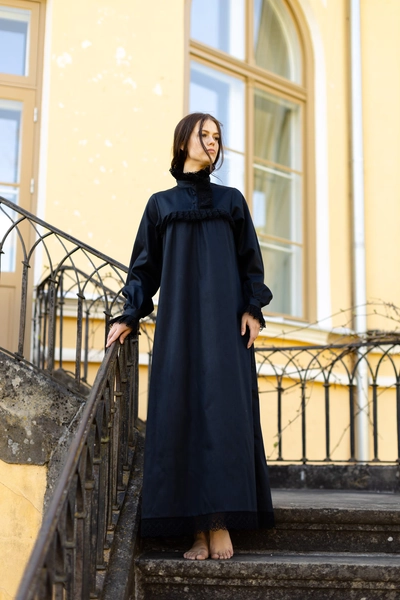 Victorian Nightgown, Vintage Sleepwear, 1900s Nightwear, Old Fashion Nighty, Vintage Nightie, Edwardian Night Gown Victorian Winter in Black