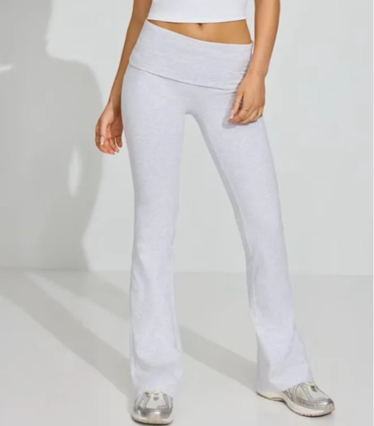 Soft Cotton Fold Over Flare Pants