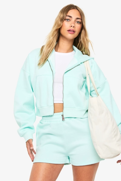 Boxy Balloon Sleeve Oversized Zip Through Hoodie