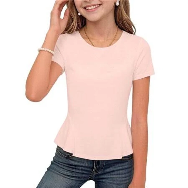 Girls' Cap Sleeve Ruffle Hem Shirt