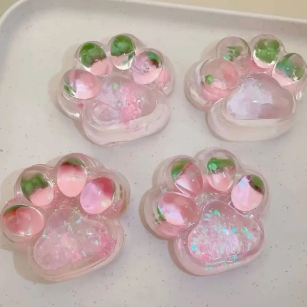 1 pc pack strawberry insert super cute taba squishy! Handmade Taba Squishy Cat Paw Silicone Squeeze4
