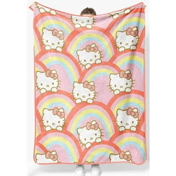 Hello Kitty Rainbow Plush Throw Blanket