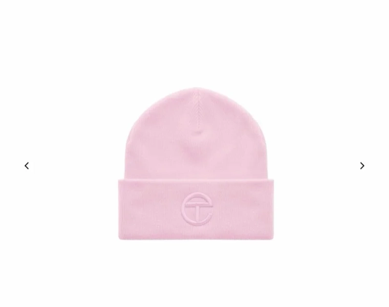 pink telfar beanie .