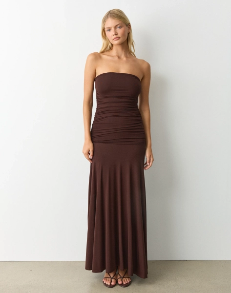 Strapless Drop Waist Maxi Dress