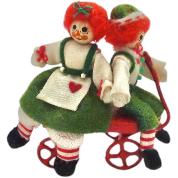 Vintage ARTISAN Dollhouse Miniature RAGGEDY ANN & ANDY Ann Childs Toy Dolls
