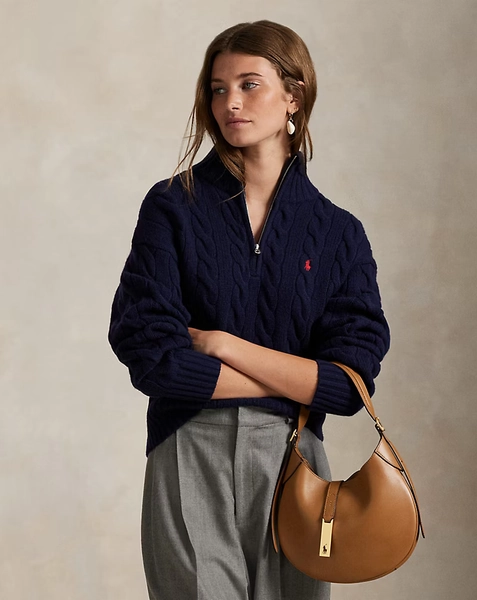 Cable Wool-Cashmere Half-Zip Sweater