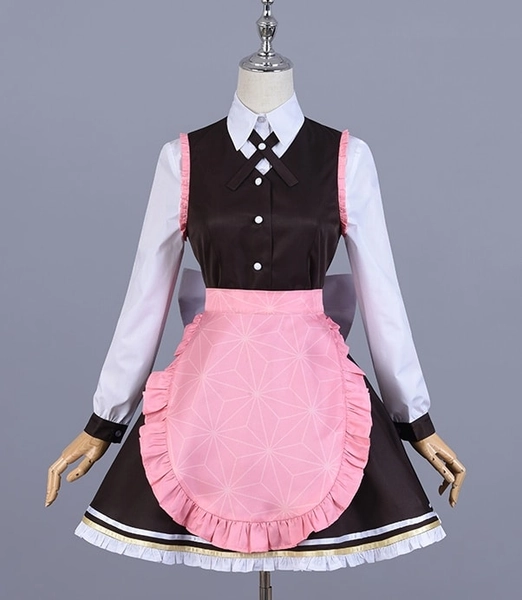 Demon Slayer Nezuko Kamado Coffee Maid Cosplay Costume - Cosplay Buy