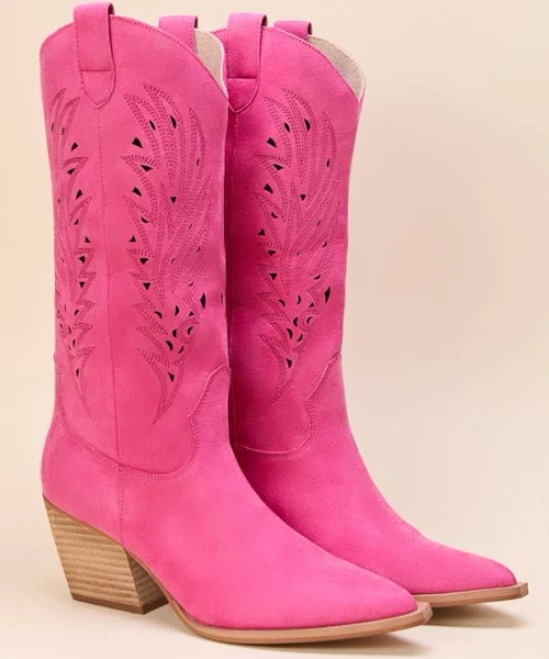Pink Lily Olivia Cutout Cowboy Boots