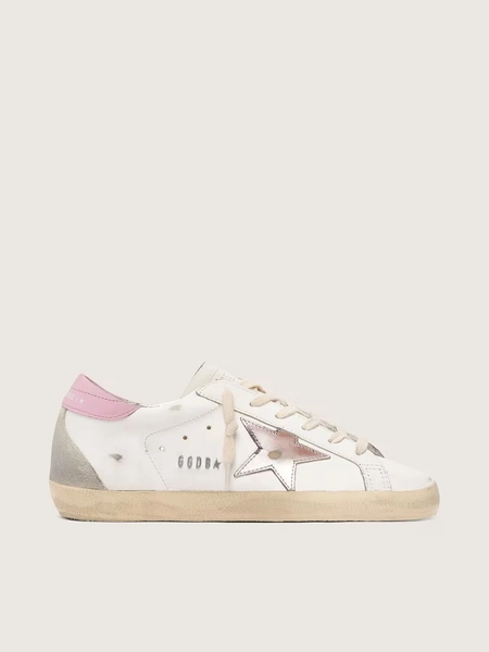 Super-Star Donna con stella in pelle argento e talloncino rosa