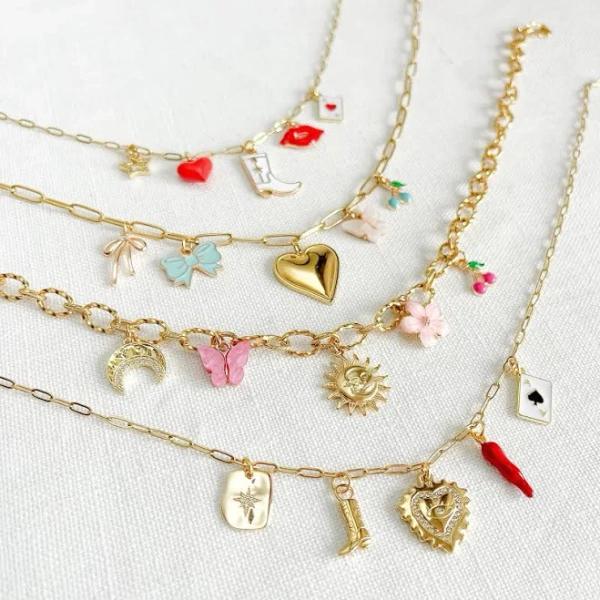 Vintage Chunky Gold Charm Necklace