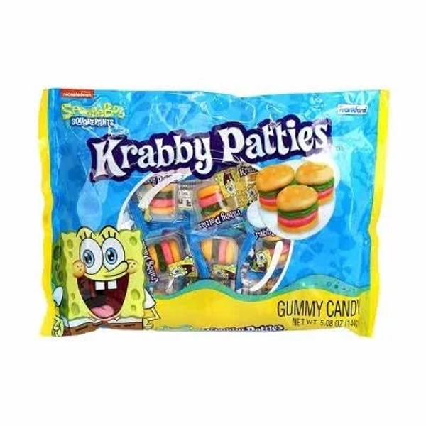 SpongeBob SquarePants Krabby Patties Gummies – 5.08 oz Bag (Approx. 16 Pieces)