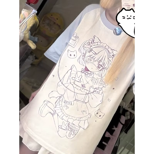 Subculture Summer Short Sleeve T-shirt Y2k Harajuku White Patchwork Women Y2k Top Blue Casual Japanese New Basic 2024 Tees - AliExpress 200000345
