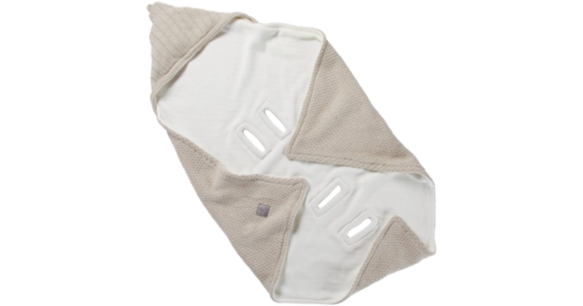 HANS NATUR Einschlagdecke Babyschale Bio-Baumwolle light beige melange, Maße 75 x 75 cm