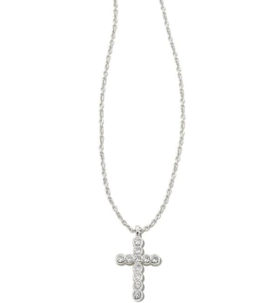 Kendra Scott White Crystal Cross Pendant Necklace