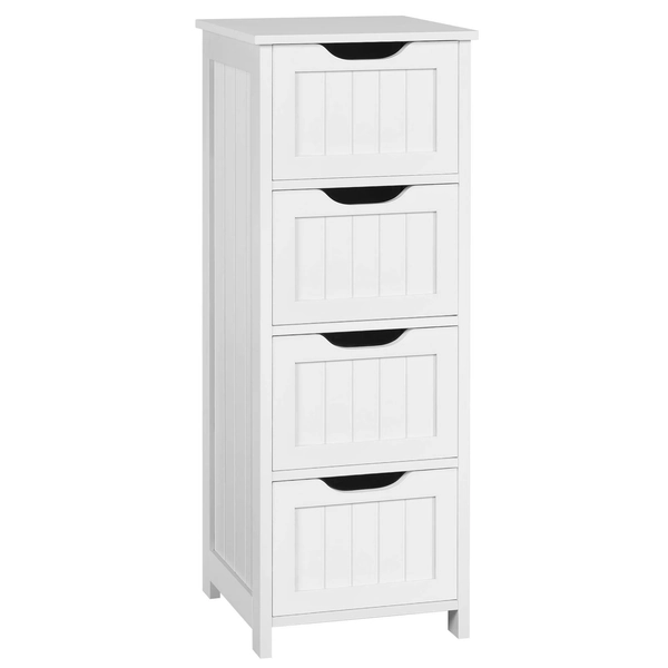 White wooden freestanding bathroom storage cabinet with 4 smooth-glide drawers, space-saving design for toiletries, towels & cleaning supplies, white - Walmart.com