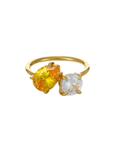 Ettika 18K Gold Plated Brass Cubic Zirconia Statement Ring