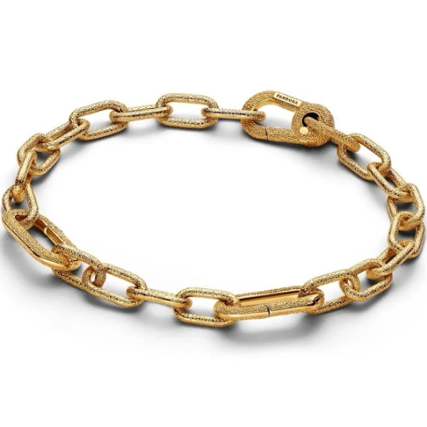 Pandora Textured Small-Link Chain Bracelet 14k Gold-Plated / 7.5 / Average