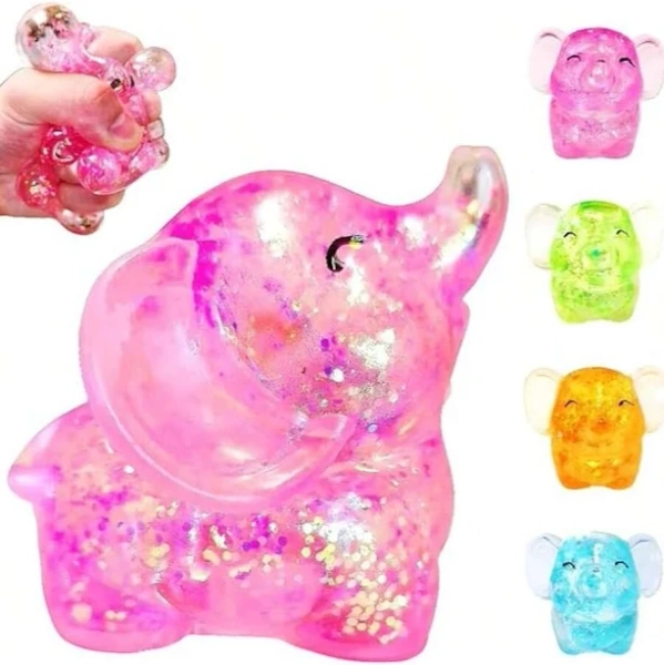 Elephant Squeeze Stress Relief Ball Fidget Toys Sensory Squishy Anti Stress Cute For Adults Kids Anxiety Relief Slow Rebound Kawaii Bouncy,4 Pieces -