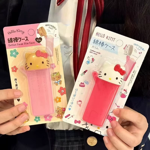 Kawaii Hello Kittys Storage Box Cute Anime My Melody Cartoon Toothpick Cosmetic Swab Storage Box Portable Travel Mini Container - AliExpress 26