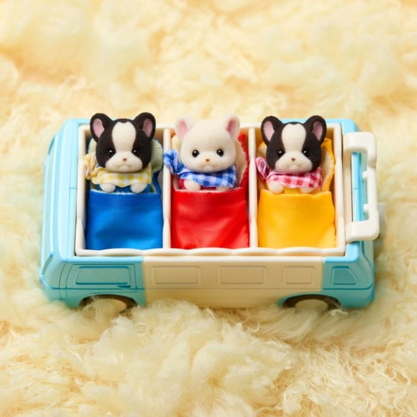 French Bulldog Triplets Camping Style Stroller