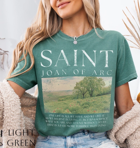 Saint Joan of Arc Quote T-shirt | Catholic Faith Shirts for Women | Magazine Style Tee