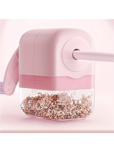 1pc Fashionable Hand-Cranked Pencil Sharpener - ABS Plastic, Essential For Students, Home, Office And Artists, Birthday Gift, Creative Multi-Function Pencil Sharpener, Sturdy Construction, Battery-Free Operation, Fun Stationery, Professional Pencil Sharpening Tool - Suitable For School Supplies And Gifts, Classroom Tools, Modern Pencil Sharpener With Visible Shavings Container, Learning Stationery, Office Supplies, Back To School, Graduation Season Gifts