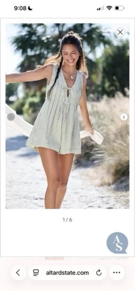 Evie Gingham Denim Romper