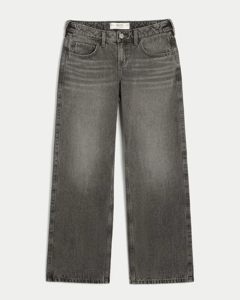 Hollister Andi Adjustable Waist Low-Rise Grey Baggy Jeans