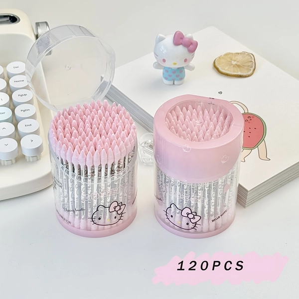 Sanrio Hello Kitty & Melody Earbrush - Double-Tailed Hygienic Ear Tool with Cute Earwax Removal Applicator Suitable for,, Ear Hygiene Care, Travel-Friendly Ear Cleaning Device