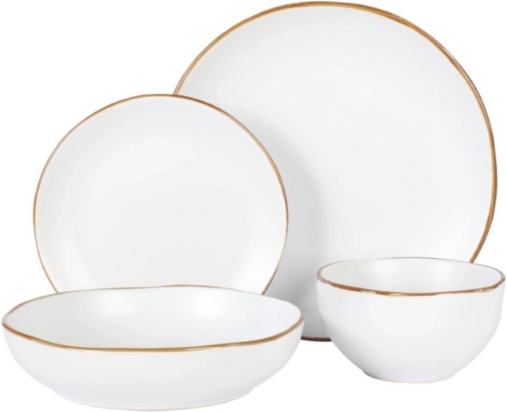 Gibson Home Hazeltine 16 Piece Plates and Bowls Dishes Stoneware Dinnerware Set