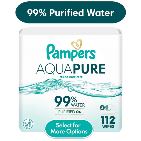 Pampers Aqua Pure Baby Wipes Unscented, 2-Pack, 112 Total Wipes (Select for More Options) - Walmart.com