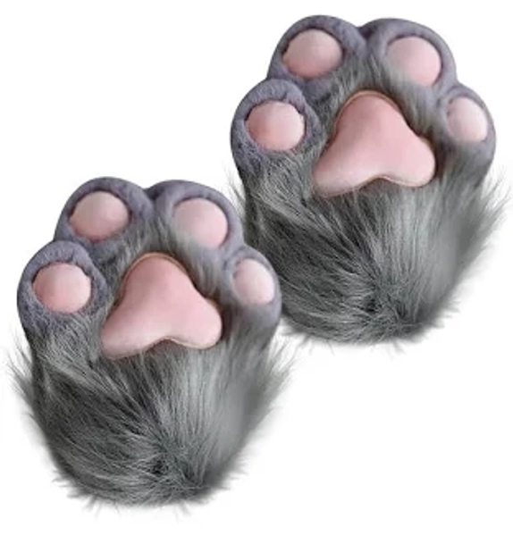 CAKEEYUM Cat Paw Gloves 1 Pair Plush Furry Paws Mittens Therian Gloves for Cosplay and Anime Convention Dress-Up Accessories