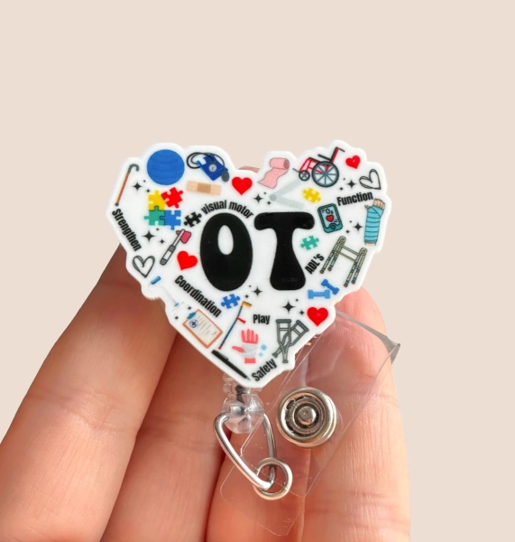 OT badge reel -  Occupational Therapist badge reel -  Nurse badge pull - Coworker gift - Occupational Therapy - Badge clip