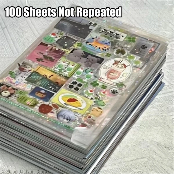 100 Sheets Cute Glitter Stickers for Phone Journal