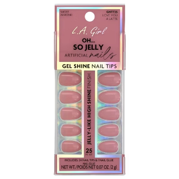 L.A. Girl Oh So Jelly Fake Nail Tips - Love you a Latte - 25ct