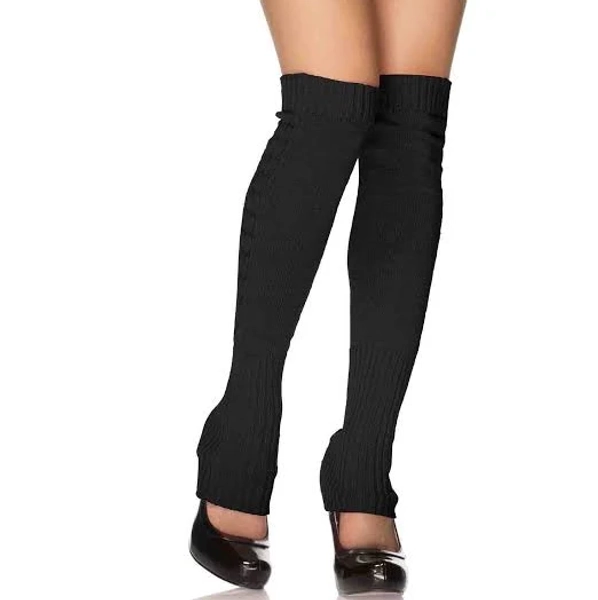 Extra long ribbed knit leg warmers O/S BLACK - Black / O/S