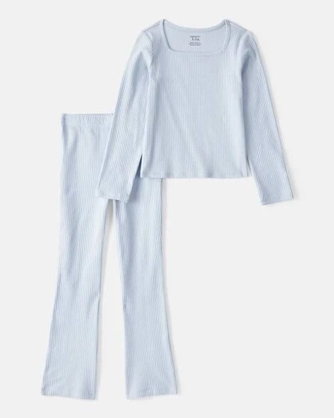 Carter's Kid Girls 2-Piece Ribbed Tee & Flare Pant Set
