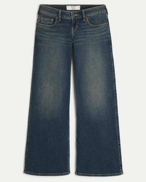 Ultra Low-Rise Dark Wash Wide-Leg Jeans