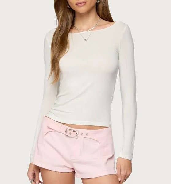Edikted Women's Semi Sheer Long Sleeve Top