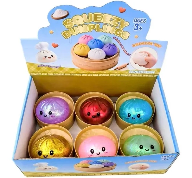 2028 Glitter Dumpling Squishy with Box Dumplings Sensory Squeeze Toy Decompression Slow Rising Anti