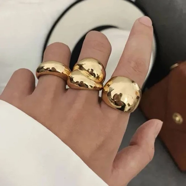 Bold Statement Gold Plated Chunky Rings Set