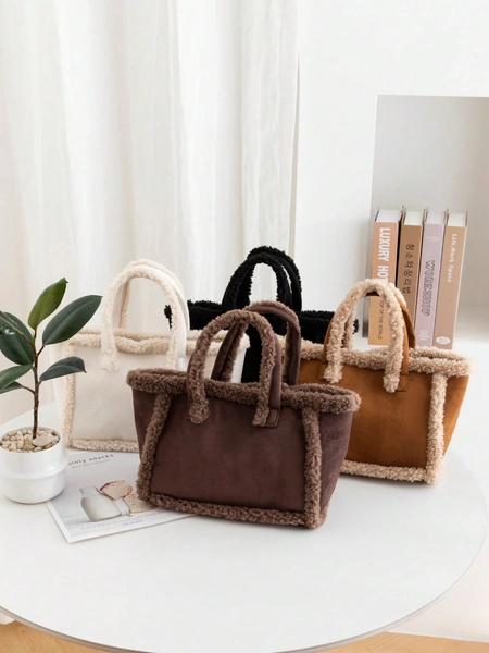 Borsa a tracolla in pelliccia sintetica da donna, nuova moda elegante e carina per l'autunno/inverno, borsa a mano in finta pelle scamosciata di grande capacità, tracolla regolabile, regalo perfetto per uscite casual e uso quotidiano delle donne, nuova borsa in pelliccia per donne, borsa da ufficio, kawaii