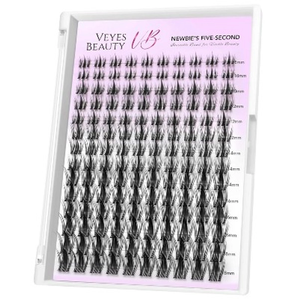 VEYESBEAUTY Manga Lash Clusters Eyelash Extensions Thin & Invisible Band DIY Individual False Eyelashes Wispy Lash Tray 8-18mm Mixed Length