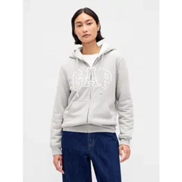 Polerón Gap Sherpa Logo Con Cierre Mujer Gris