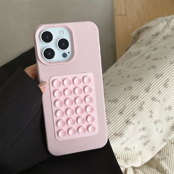 Phone Case - A Pink Phone Case with Octopus Suction Cups And a Lychee Texture, Compatible with Iphone 11 Through 16