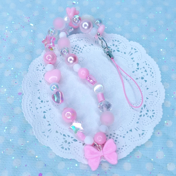 Pink Bow Phone Beads