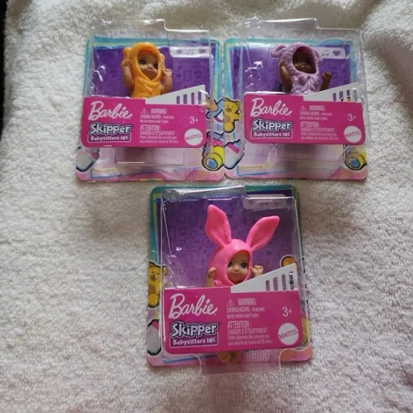 Barbie 3-New Skipper Babysitters INC Puppy Bunny Lamb Babies (New) - New Toys & Collectibles | Color: Pink | Size: s
